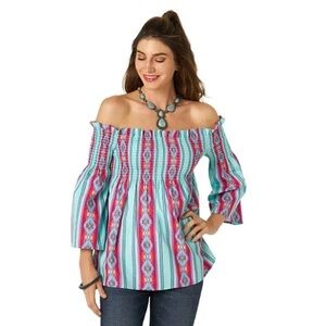 Wrangler multicolor Western Print split neck